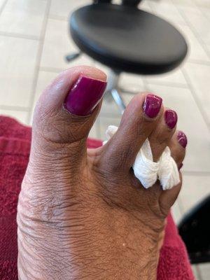 Polished toe nail