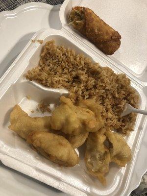 Sweet and sour chicken lunch plate