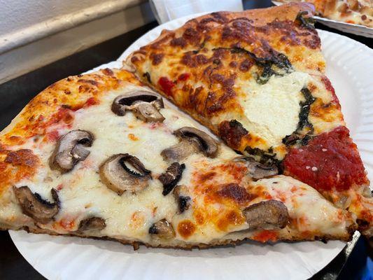 Mushroom pizza and grandma pizza