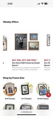 Buy one get one free! The sign in store said ALL picture frames buy 1 get 1 free. Not Select and only some it said ALL!