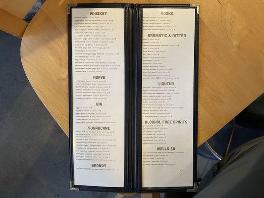 Drink menu