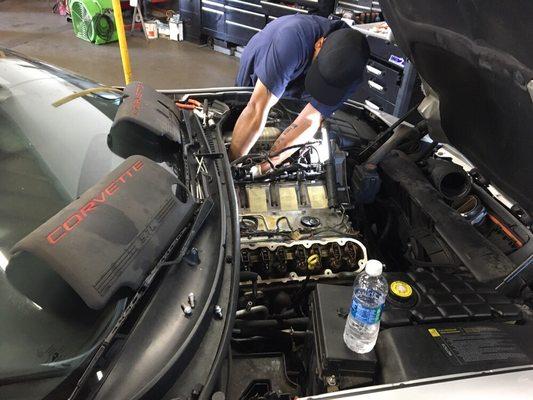 Tight fit in the corvette!