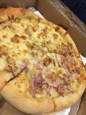 A small Californian Pizza (order with only onions on half)