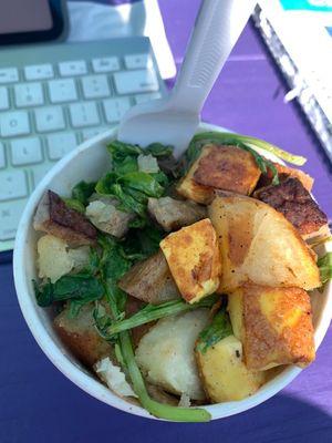 breakfast bowl with arugula