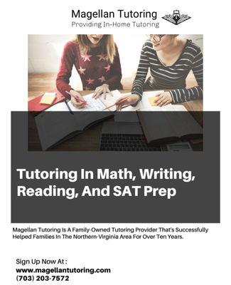 Offering private, customized tutoring in all math subjects. We also improve reading skills, writing, and preparation for the SATs.