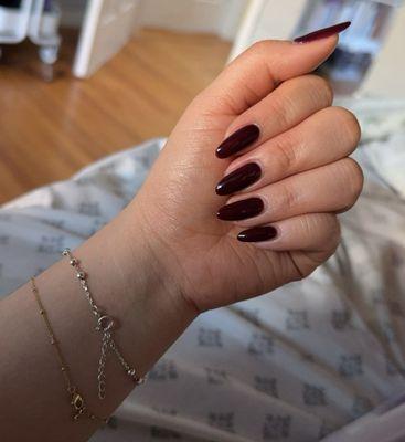 Dark red fall almond nails