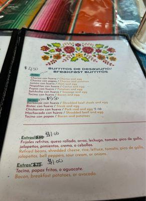 La Sabrosita Menu