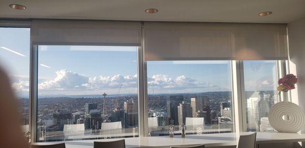 Photo by J. Gregory, CIS
 Spring 2023
 Downtown Seattle, WA
 Motorized roller shade/outside mount/fr. single ch remote up to 15 ch!