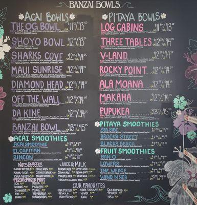 Menu chalkboard