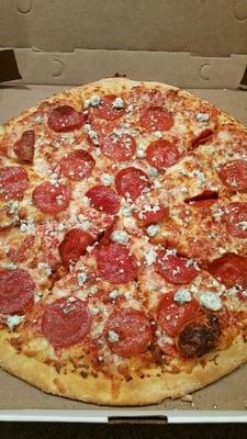 pepperoni and blue cheese crumbles