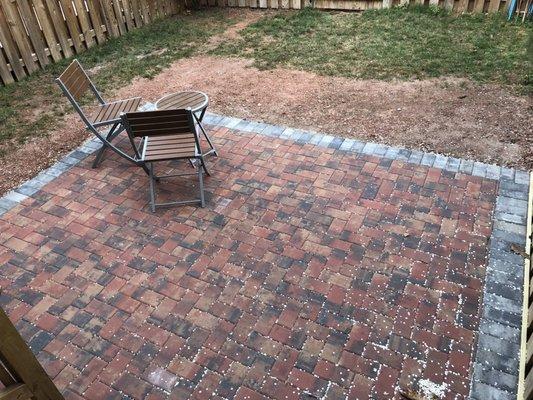 Our new brick patio. We love it and are ready to do some landscaping!