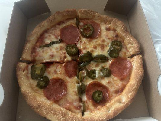 Personal Pizza with Pepperoni and Jalapeños