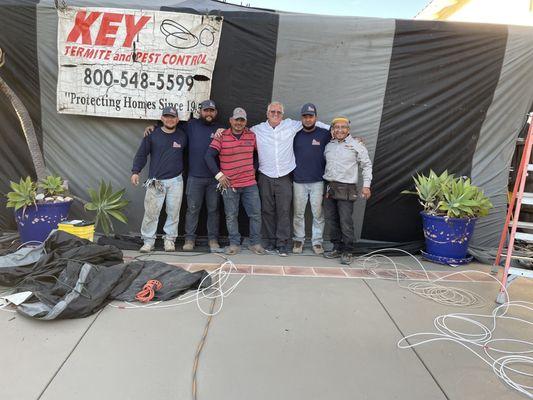 What a great fumigation team: L-R Antonio, Moyses, Enrique, photo bomber Bob, Danilo & Marcelino (Not pictured, Bart, Inspector)