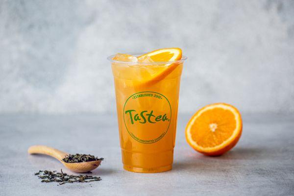 Jasmine Sunrise: Green tea with fresh orange juice