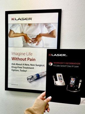 Imagine life without pain. We now offer K-Laser Therapy services. https://klaser.us/