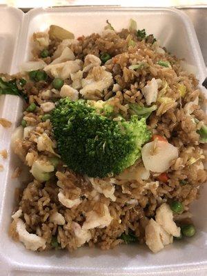 Great Chicken fried rice with added broccoli. Yummy