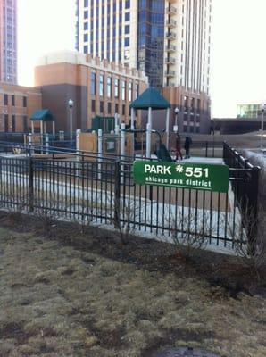 Front of park with playground in back