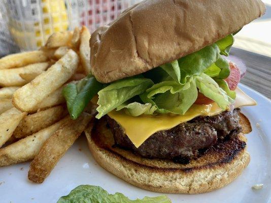 Cheeseburger and fries