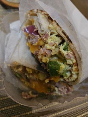 Western omelet on a wrap