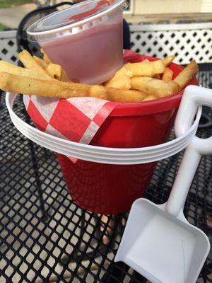 Fries come in sand pail as souvenir