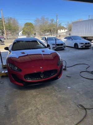 Installing "new" tires on my Maserati. Great, hassle free work done by Eagle. I will not let anyone else touch the wheels on my cars.