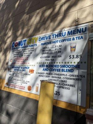 New drive thru menu