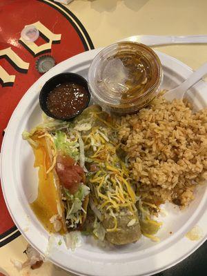 Enchilada and taco platter