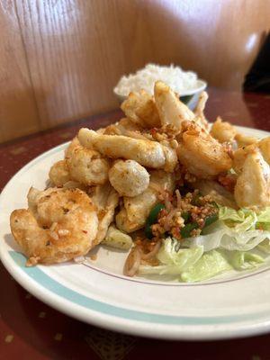 / Spicy Salted Squid, Shrimp & Scallops delicious