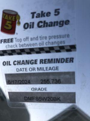 Take 5 Oil Change