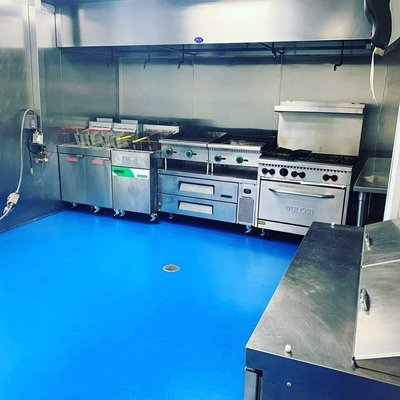 Blue Kitchen floor to Code