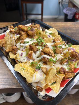 Loaded Blanco Nachos with Chicken