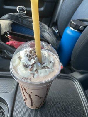 Chocolate shake + pasta tube straw!