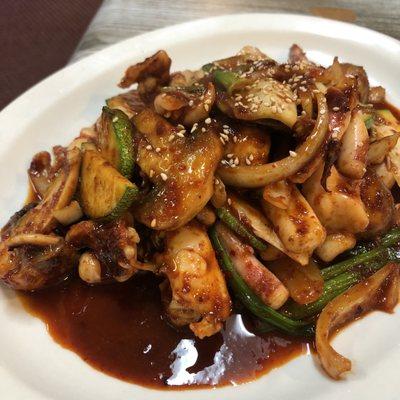 Spicy stir fried squid