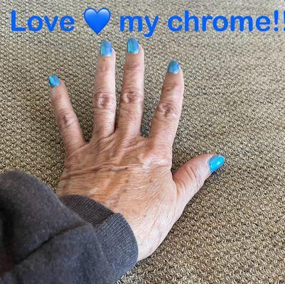 Blue chrome, one week after my mani.