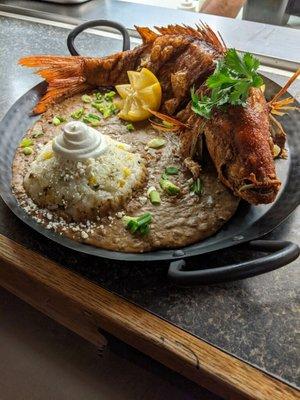 Whole Fried Snapper served 
In the privacy of the Chef's Corner