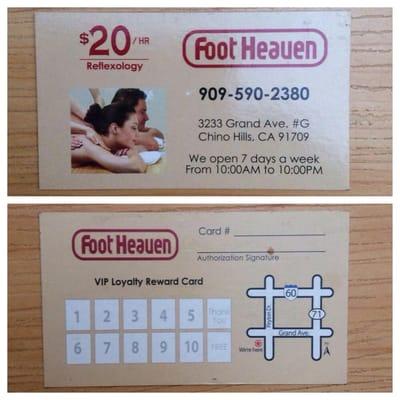 Foot Heaven business card.