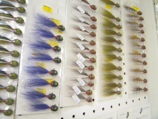 Custom Tied Bucktail Jigs from several local manufactures.