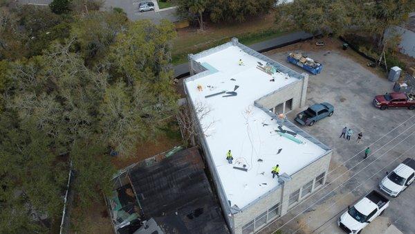 commercial flat roof in progress