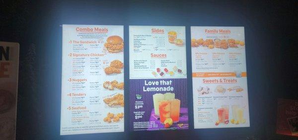 Drive thru menu