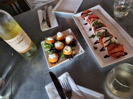 Stuffed peppadews and caprese