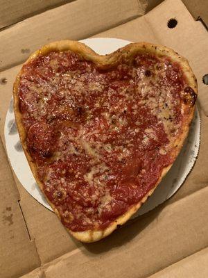 Heart-Shaped Cheese Deep Dish Pizza