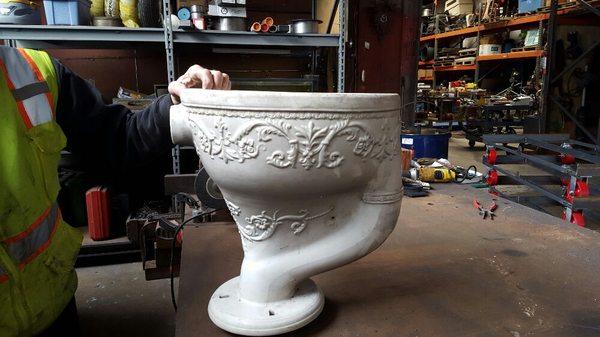 Antique restoration.  This is an rare Victorian toilet bowl from a building in Alameda.