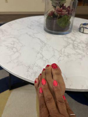 My mani and my pedi. Cute!