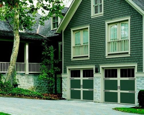 Green carriage house - five towns garage door