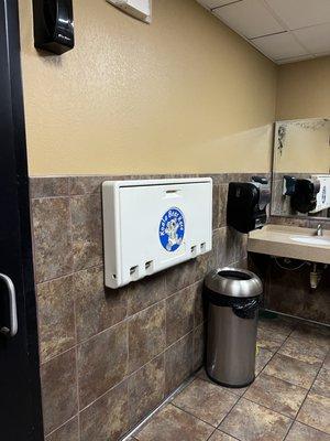 Changing table in the women's restroom