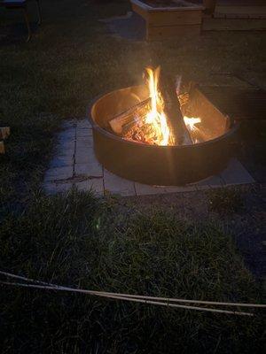 Camp fire outside our cabin