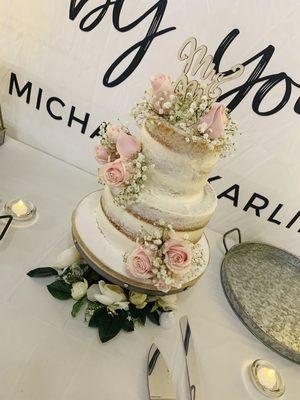 2 tier naked wedding cake