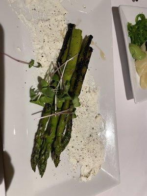 Grilled Asparagus Truffle whipped ricotta cheese, truffle honey