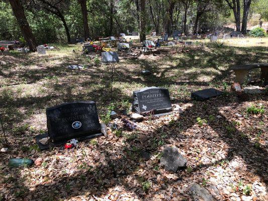 Newer graves that have been well visited over time.