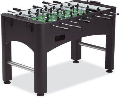 BRUNSWICK KICKER FOOSBALL TABLE Features: Exclusive sturdy cabinet with a matte black finish; Three man goalie.